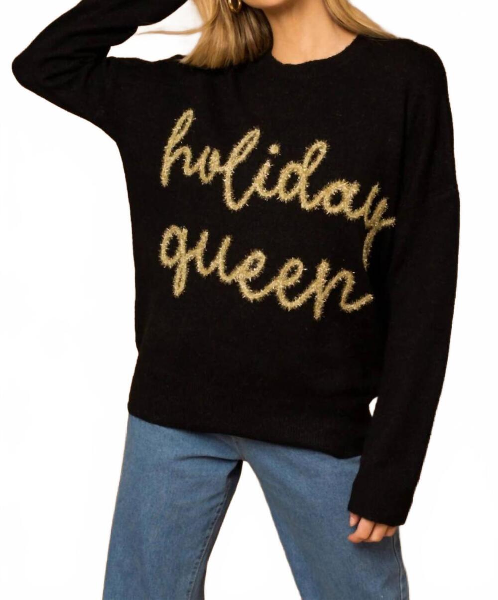 NEW LE LIS holiday queen tinsel sweater in black